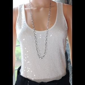NWOT EXPRESS IVORY SEQUIN TANK TOP LG